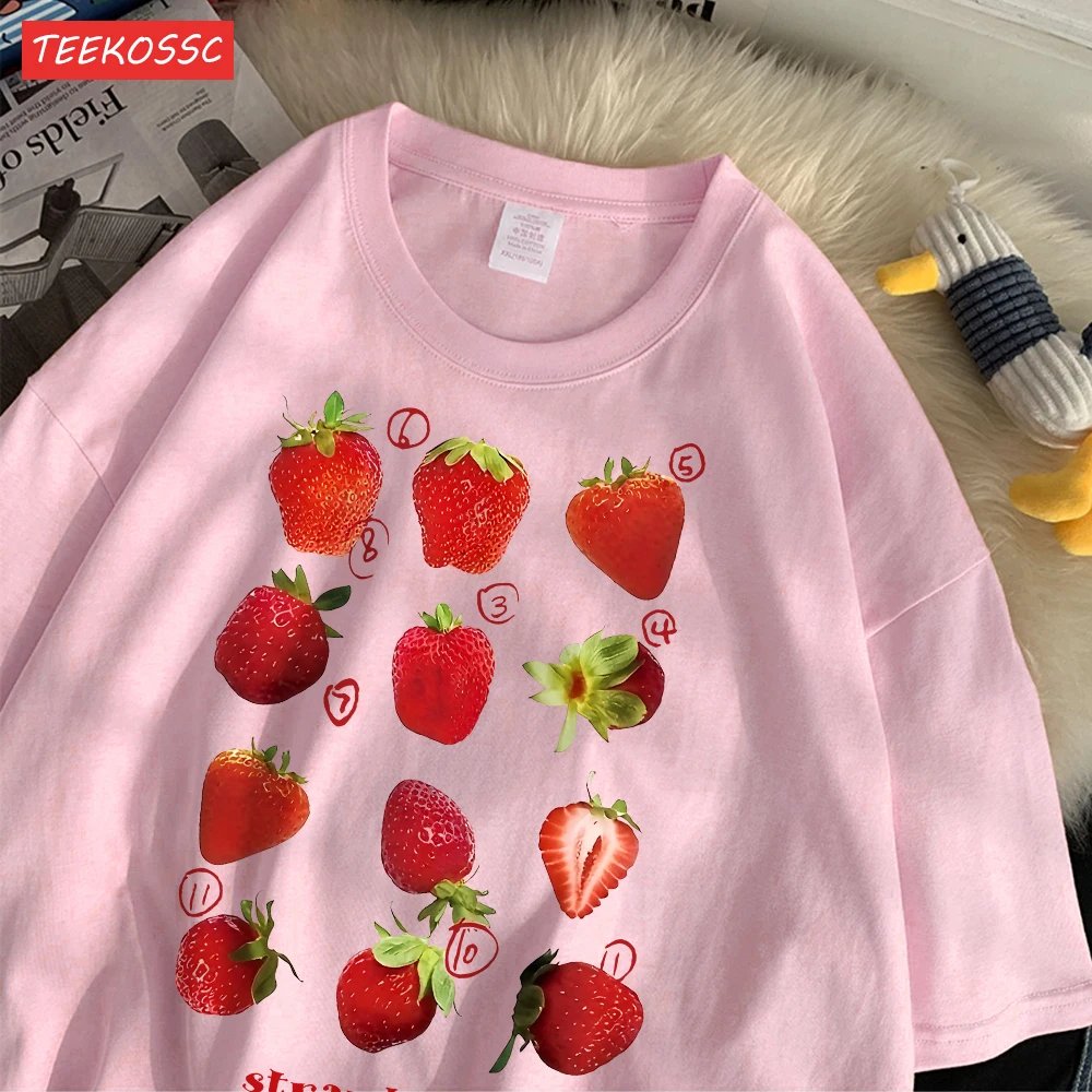 Cotton Strawberries Printed Tee Shirt