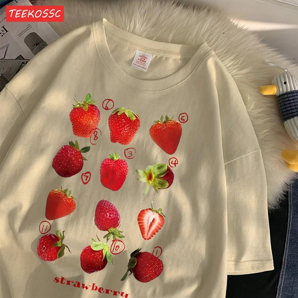 Cotton Strawberries Printed Tee Shirt