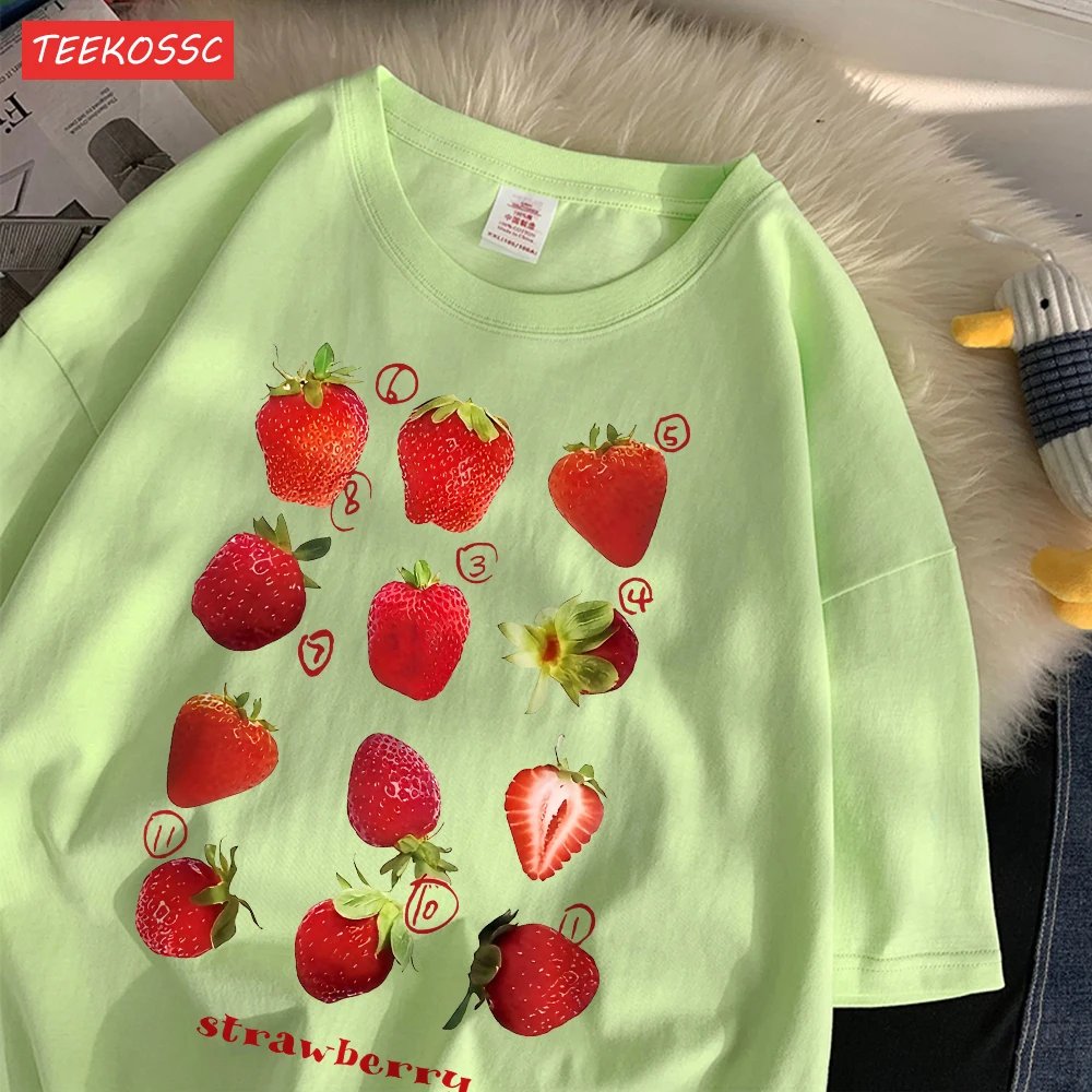 Cotton Strawberries Printed Tee Shirt