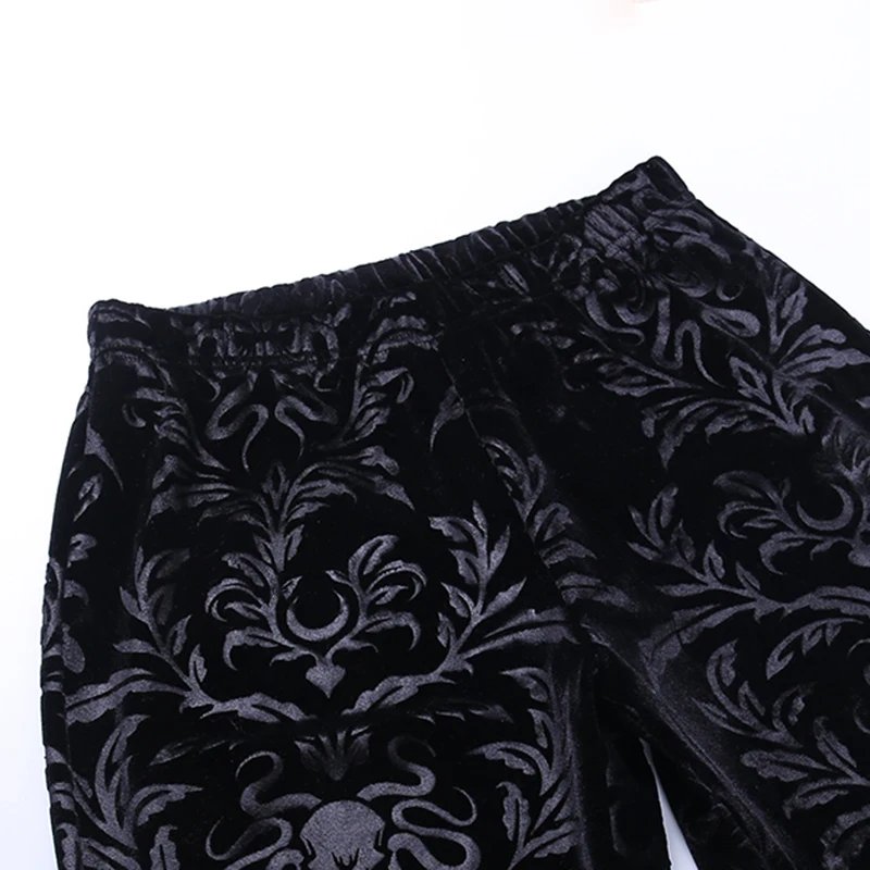 Gothic Black Lace Mesh Flared Pants