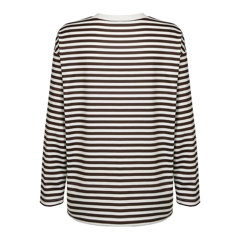 Striped Loose O Neck Pullovers