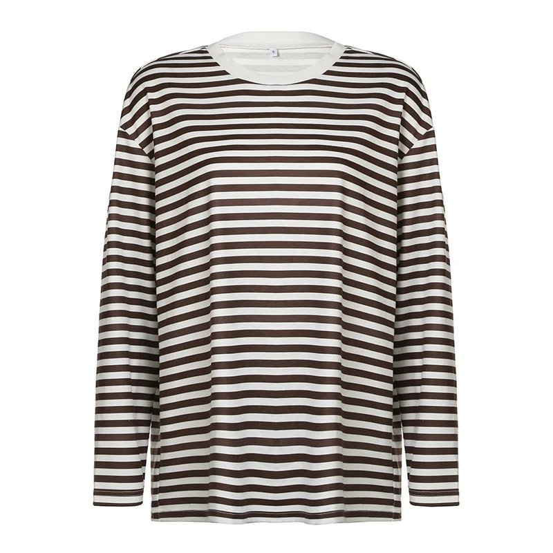 Striped Loose O Neck Pullovers