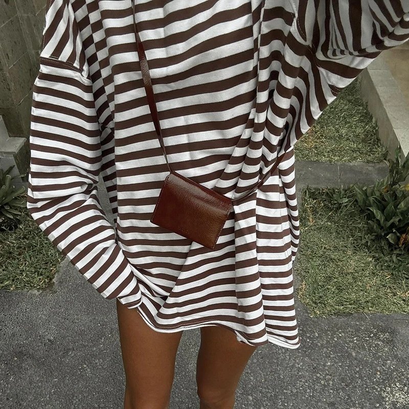 Striped Loose O Neck Pullovers