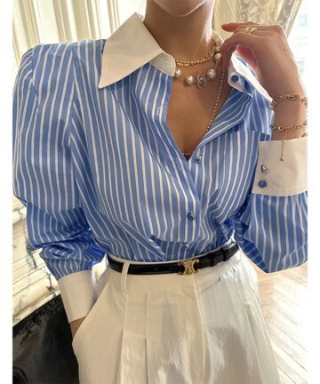 Old money Striped Blouses