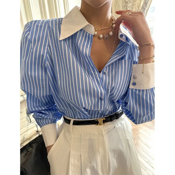 Old money Striped Blouses