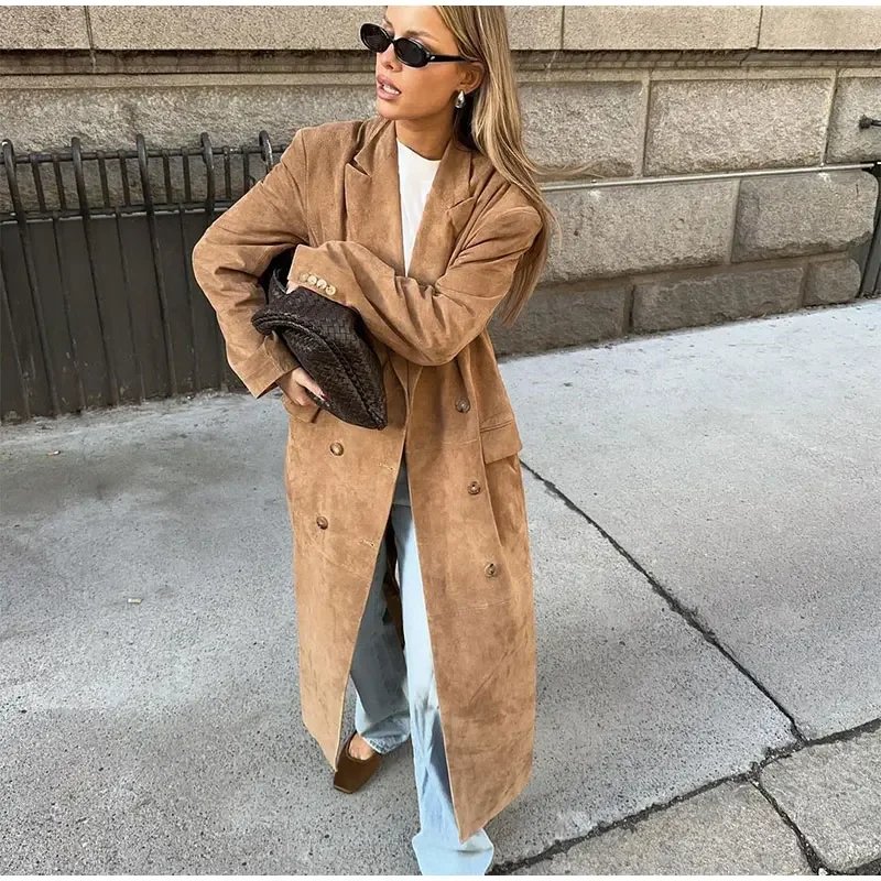 Windbreaker Casual Suede Trench Coat