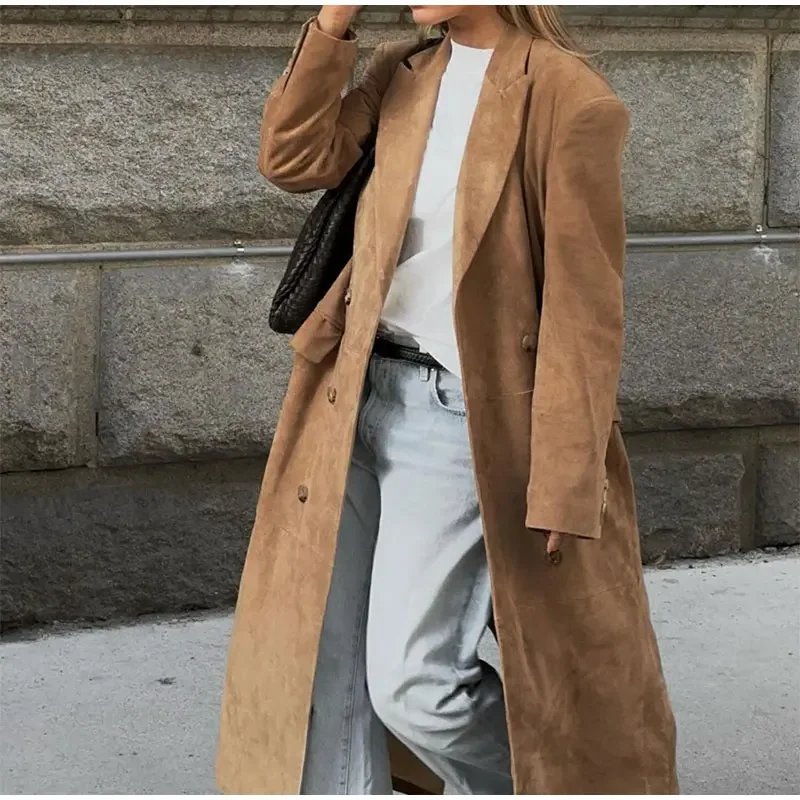 Windbreaker Casual Suede Trench Coat