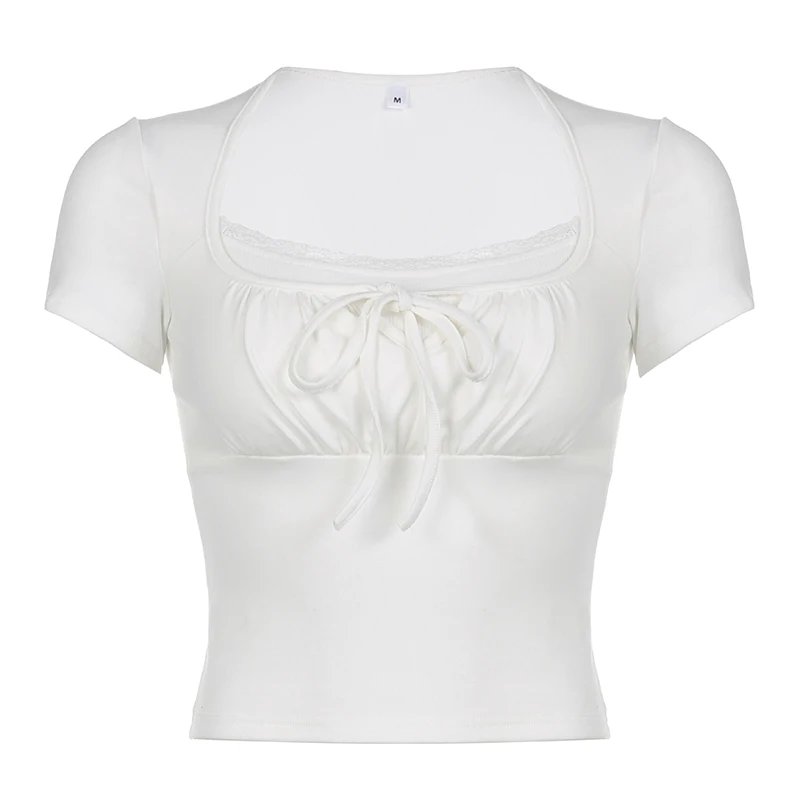 Coquette White Stitched Crop Top