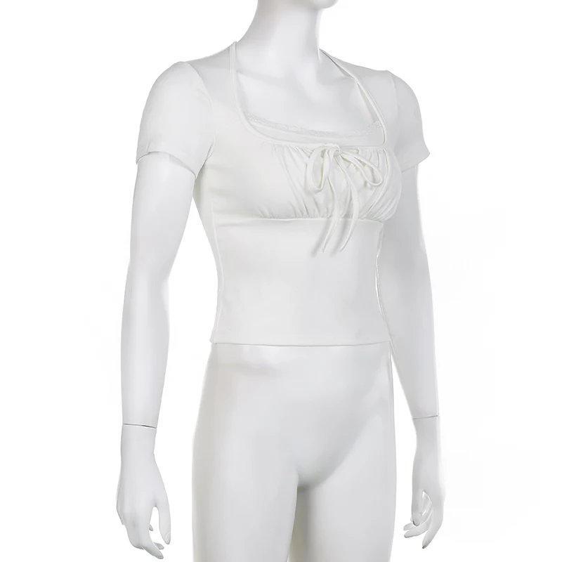 Coquette White Stitched Crop Top