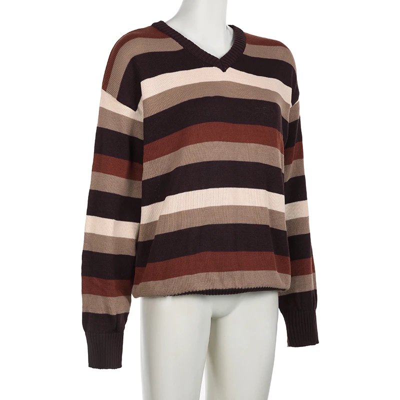 2000s Brown Striped Sweater