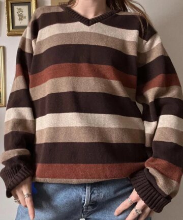 2000s Brown Striped Sweater