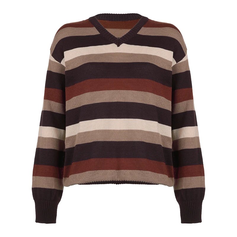 2000s Brown Striped Sweater