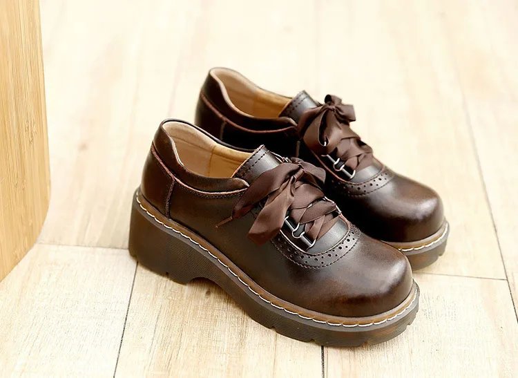 Ribbon Lace Up Oxford Shoes