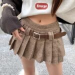 Houndstooth Mini Skirt with Belt