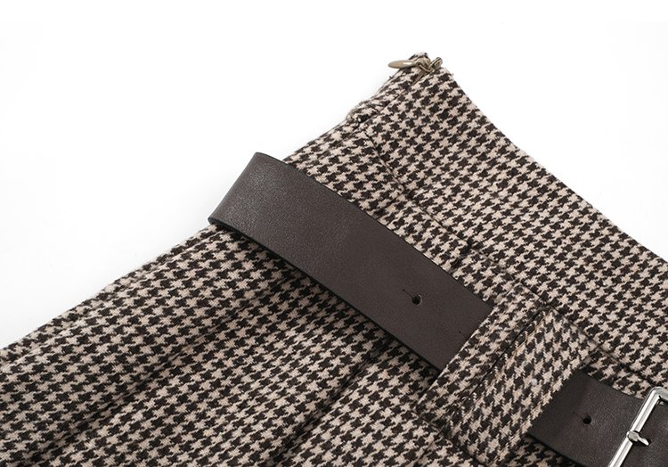 Houndstooth Mini Skirt with Belt