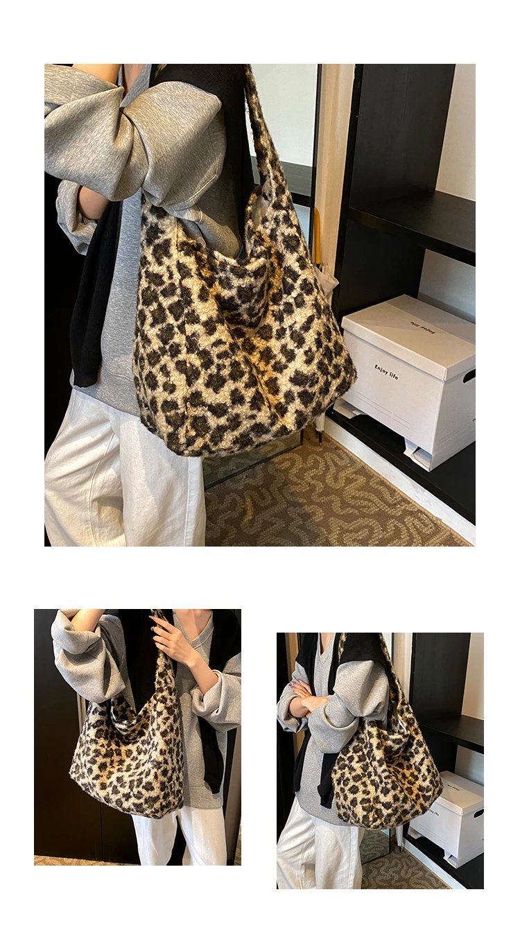 Plush Leopard Print Bag