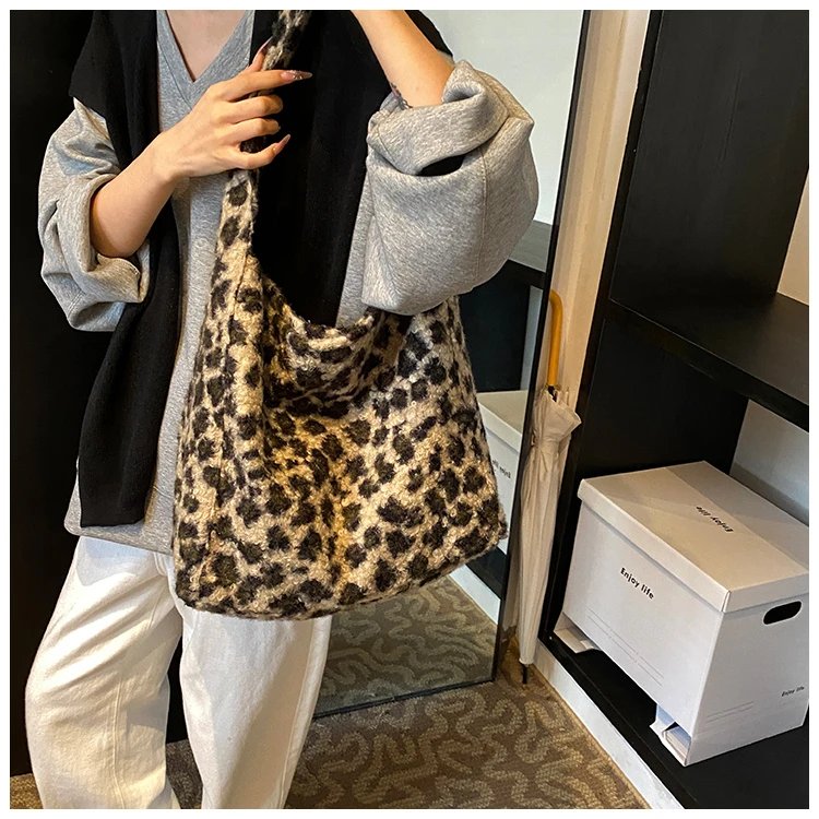 Plush Leopard Print Bag