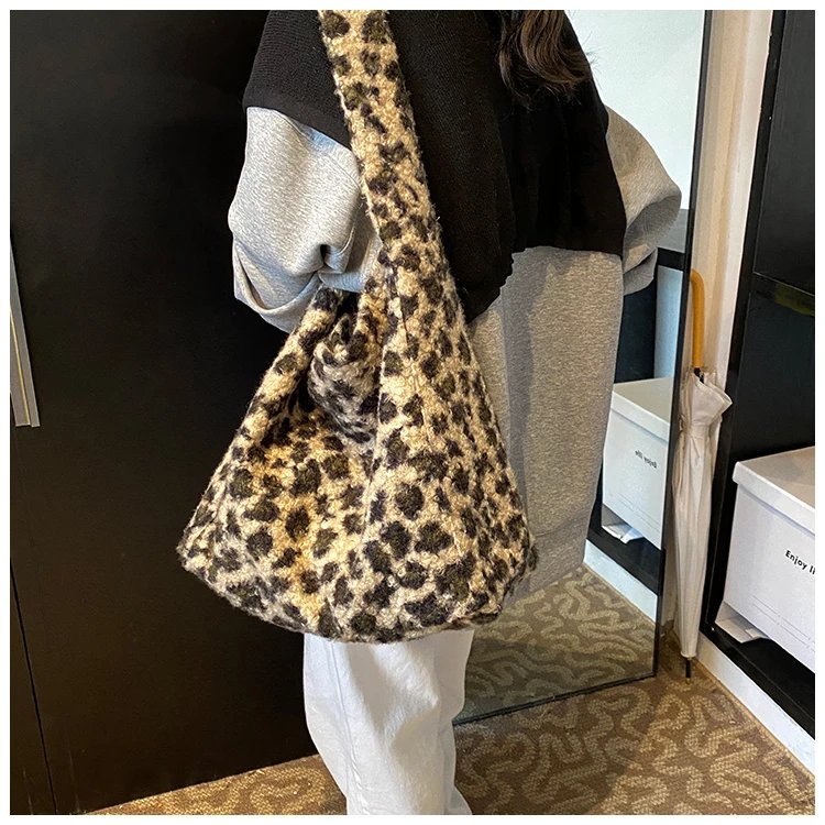 Plush Leopard Print Bag