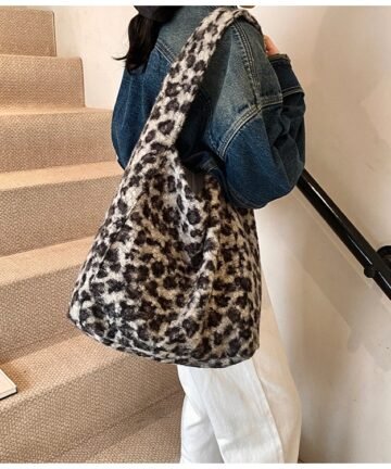 Plush Leopard Print Bag