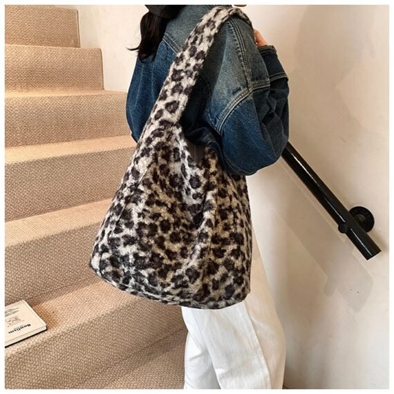 Plush Leopard Print Bag