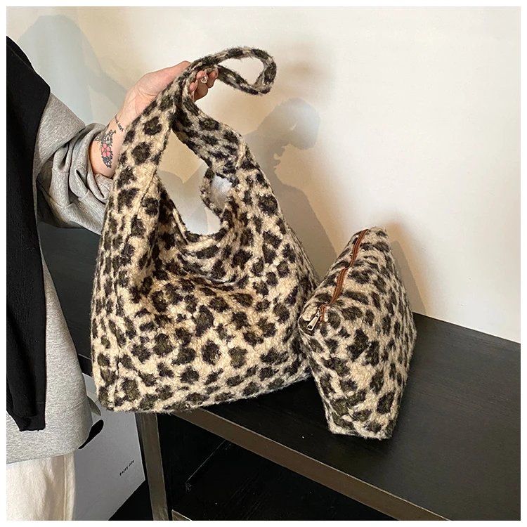 Plush Leopard Print Bag