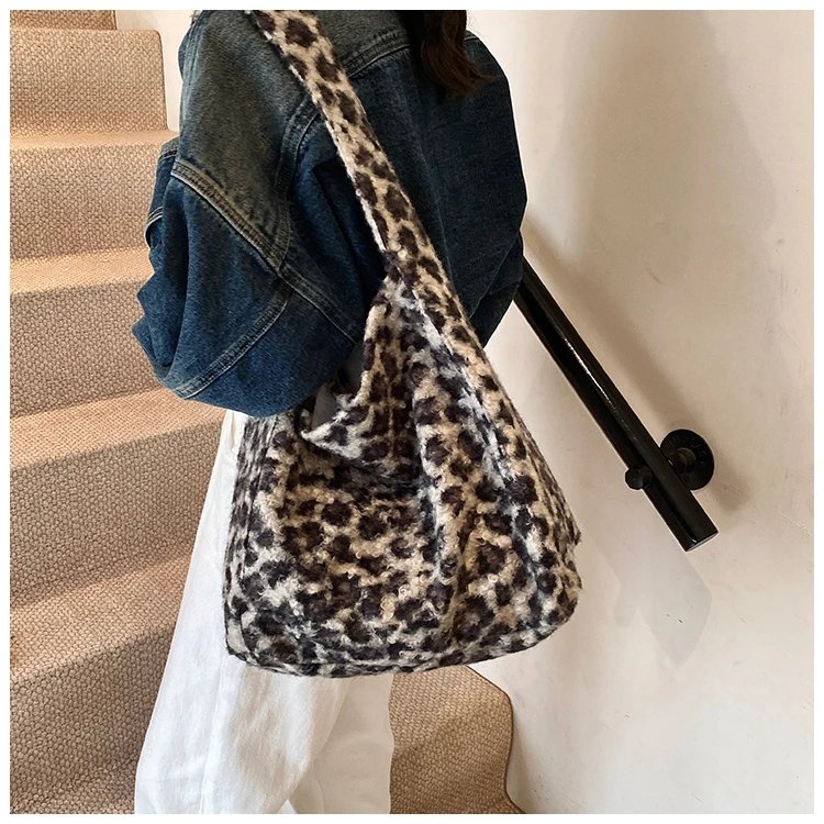 Plush Leopard Print Bag