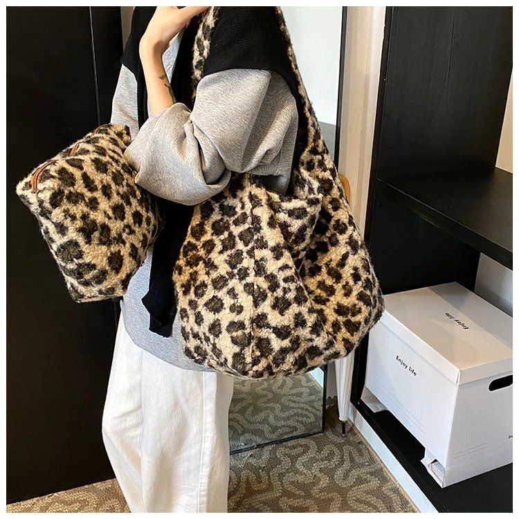 Plush Leopard Print Bag