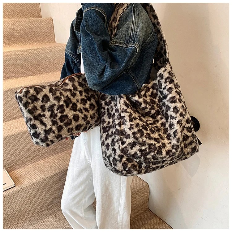 Plush Leopard Print Bag