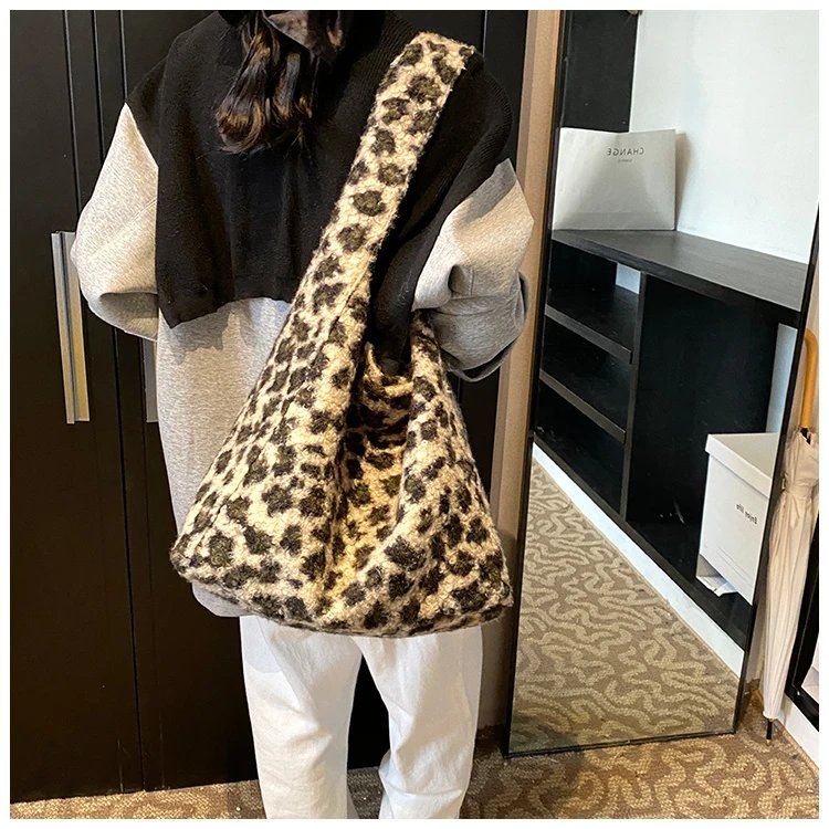 Plush Leopard Print Bag