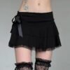 Gothic Solid Black Mini Skirts