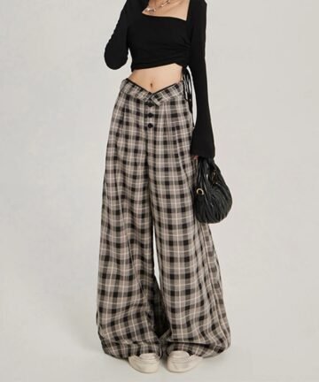 Grey Plaid Baggy Pants