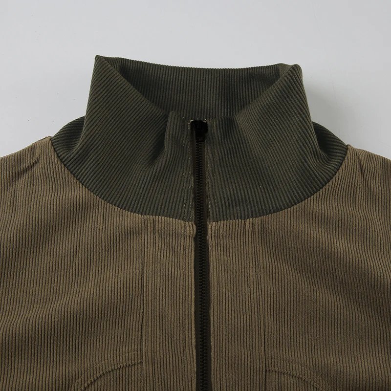 Vintage Zipper Corduroy Brown Jacket