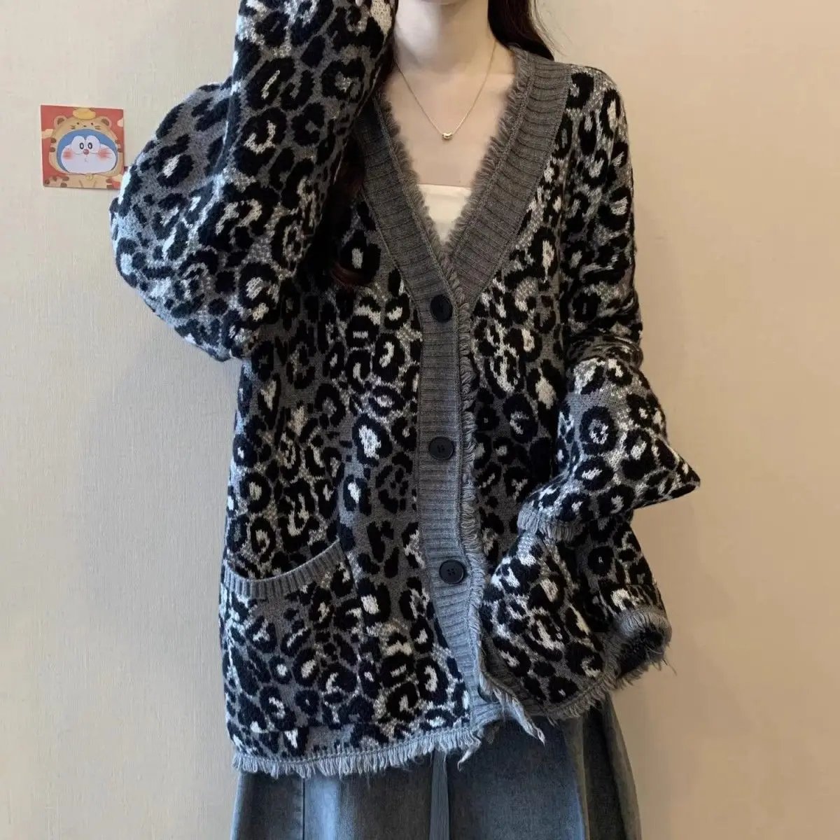 Leopard Grandma Cardigan