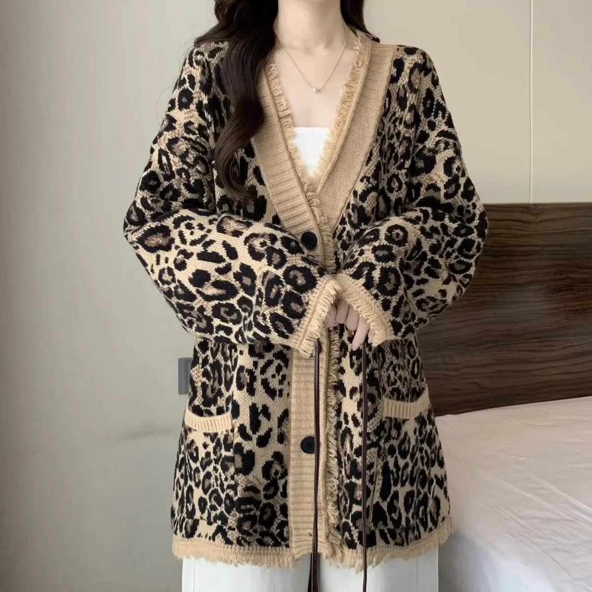 Leopard Grandma Cardigan