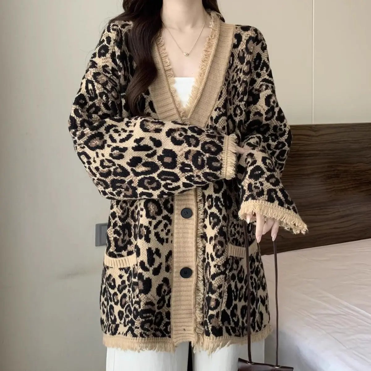 Leopard Grandma Cardigan