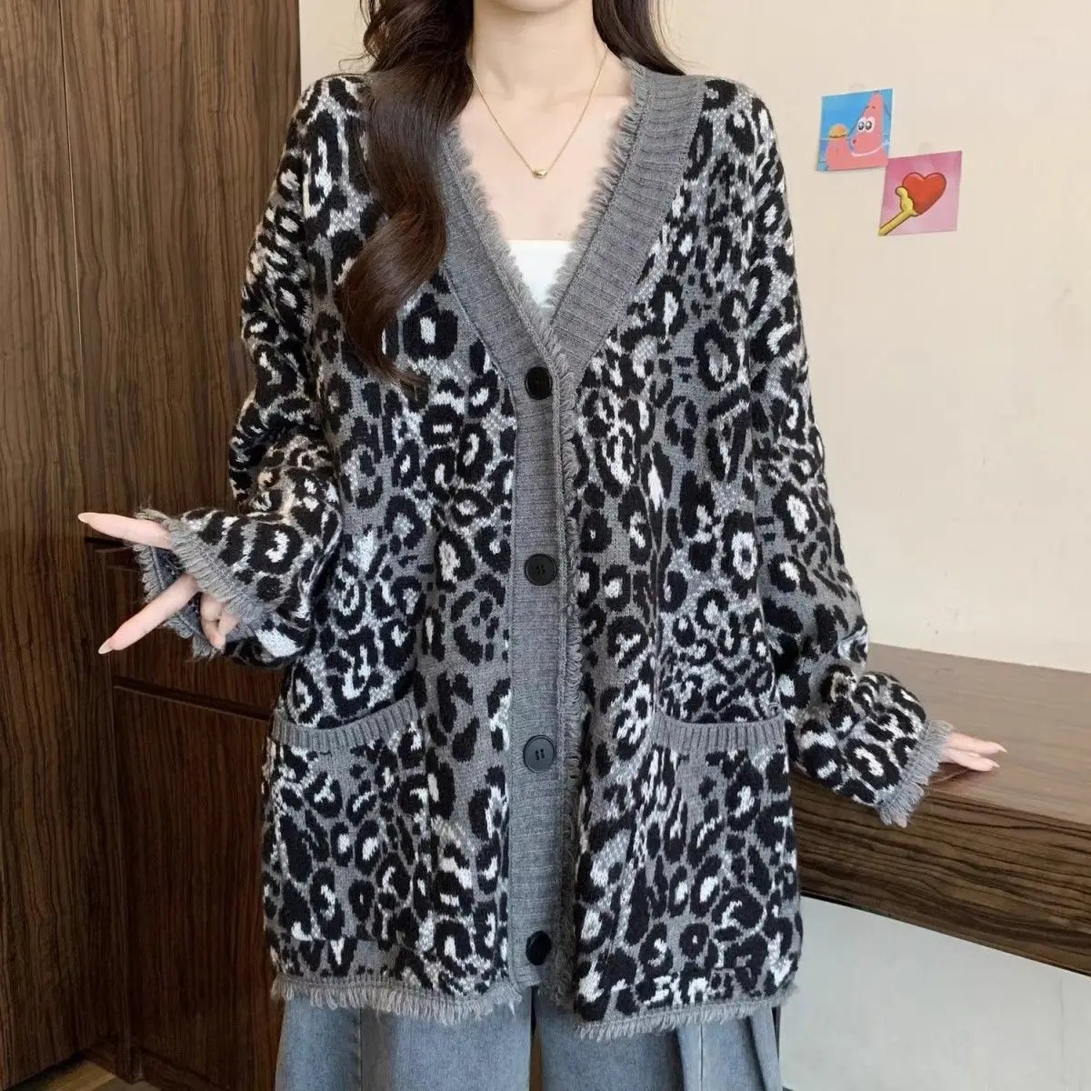 Leopard Grandma Cardigan