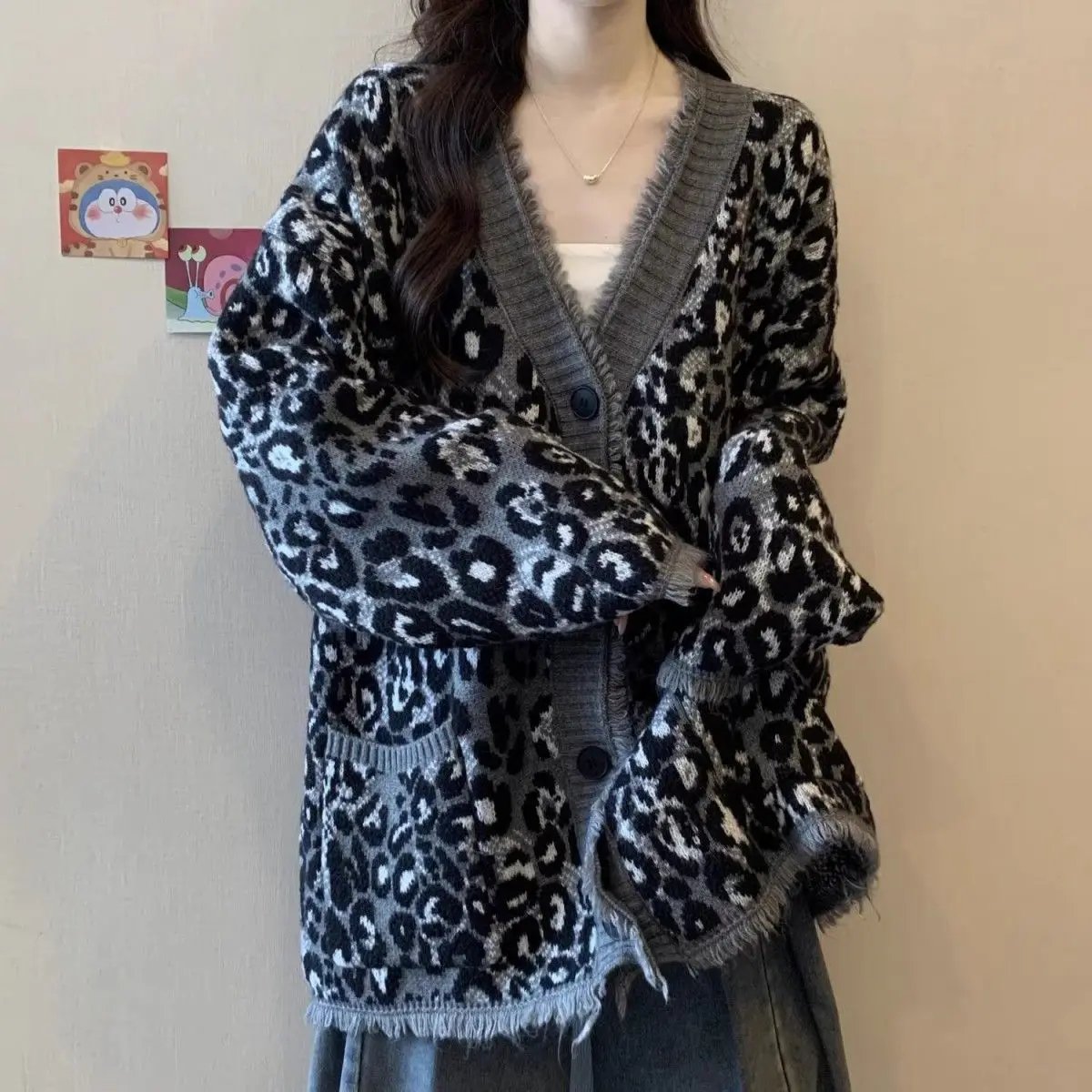 Leopard Grandma Cardigan