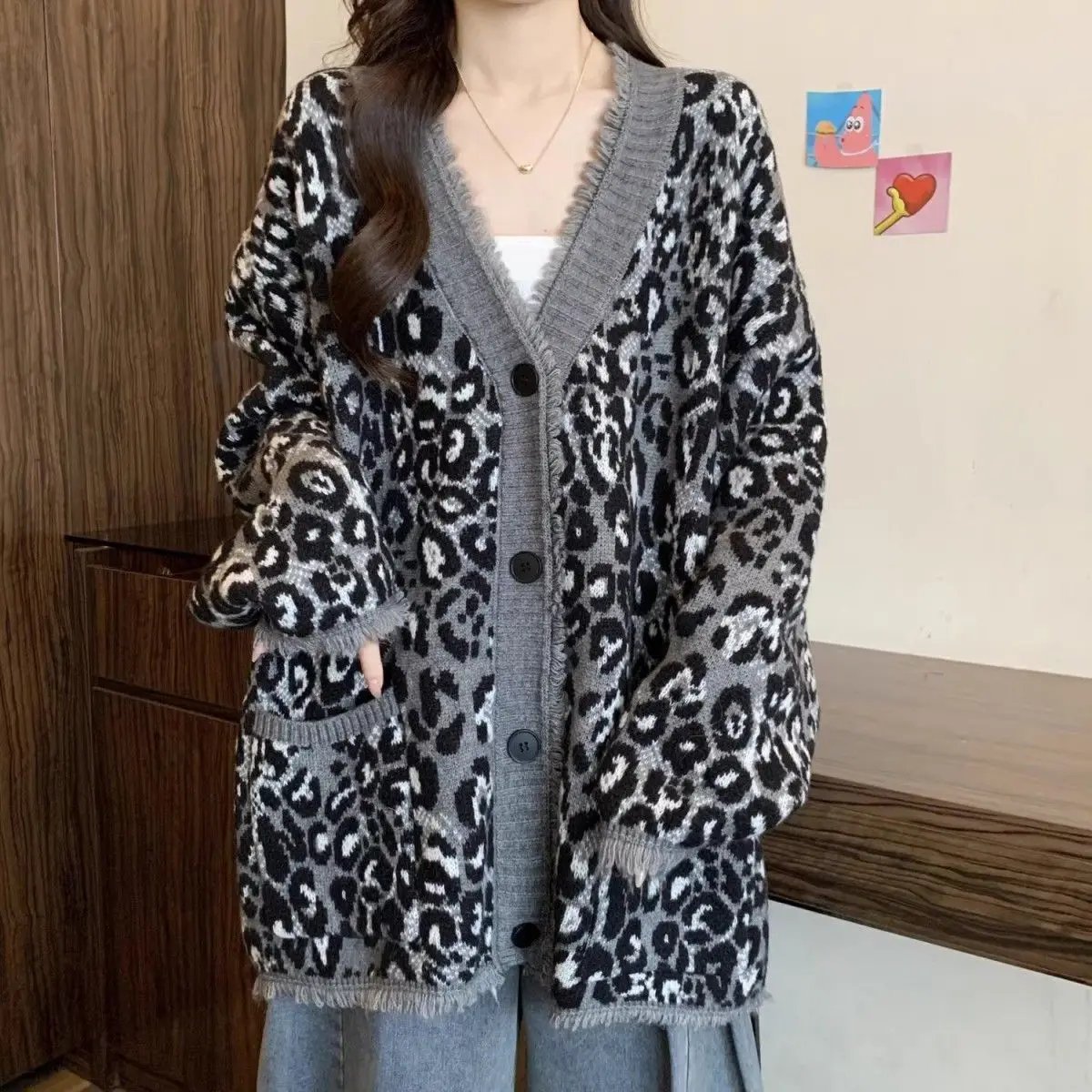 Leopard Grandma Cardigan