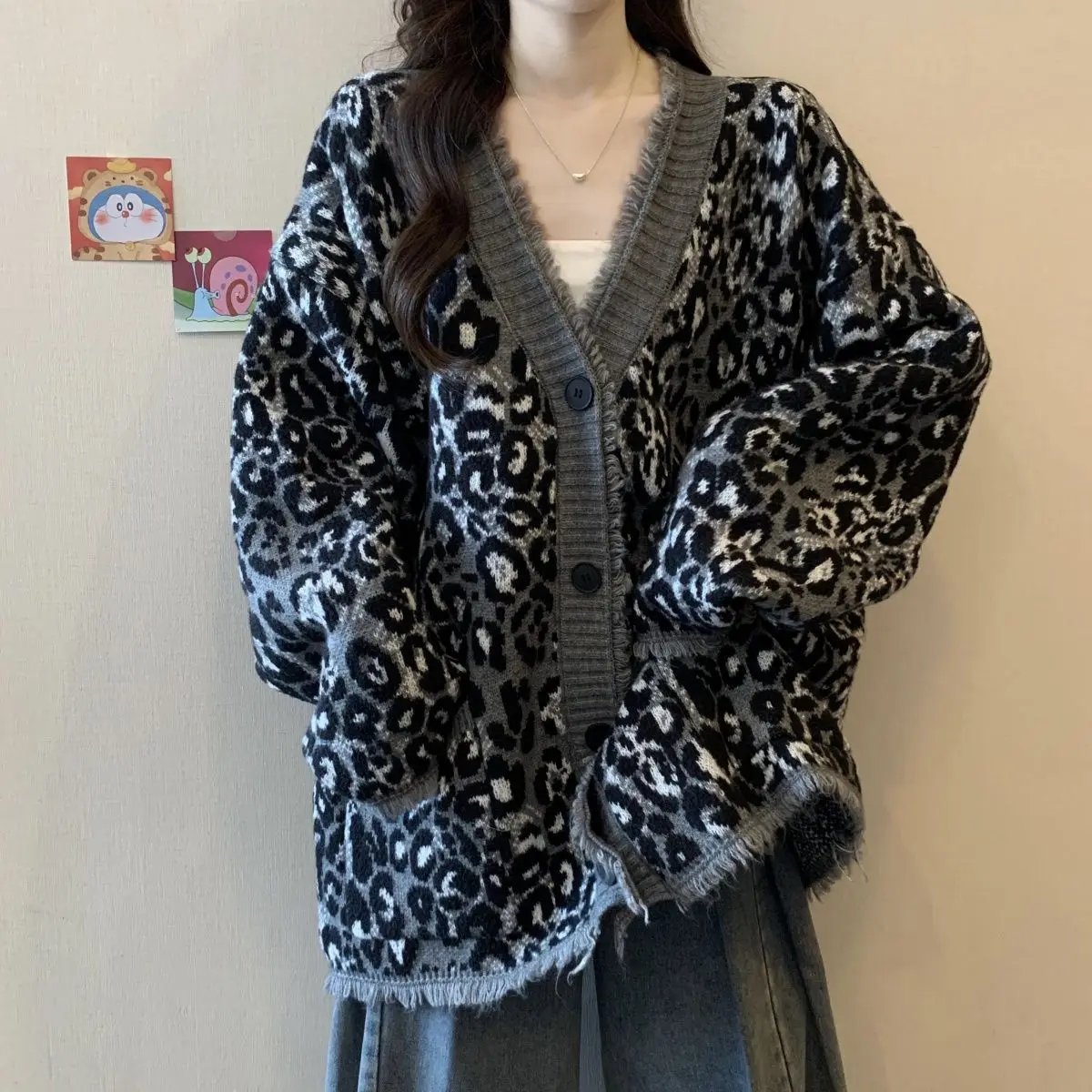 Leopard Grandma Cardigan