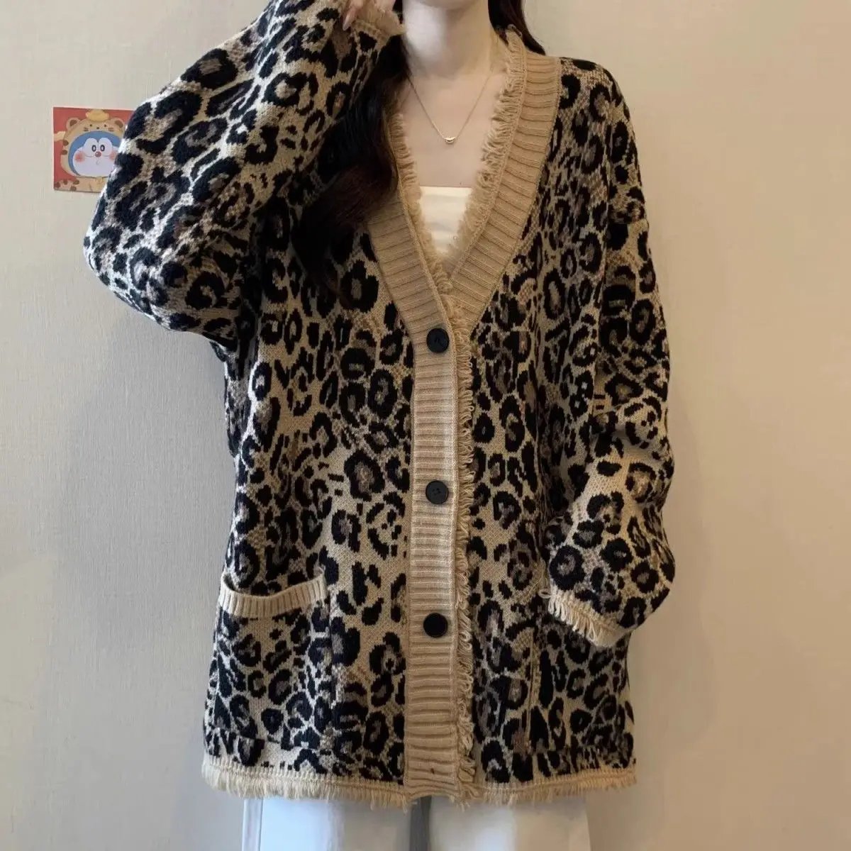 Leopard Grandma Cardigan