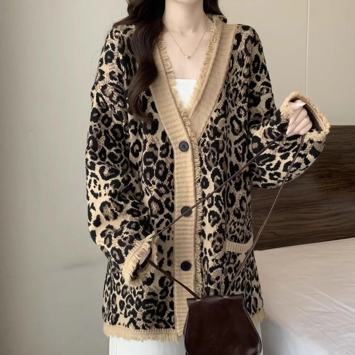 Leopard Grandma Cardigan