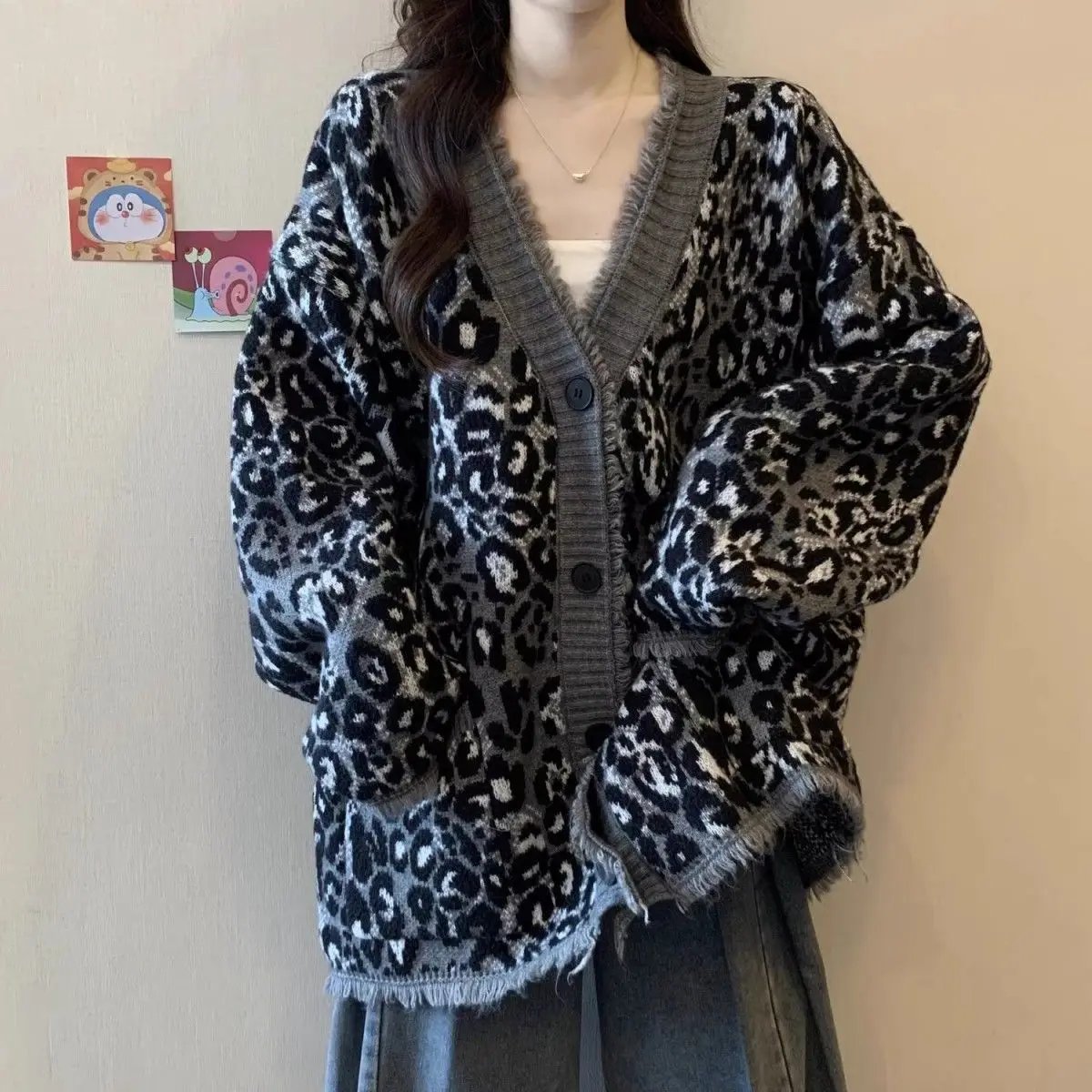 Leopard Grandma Cardigan