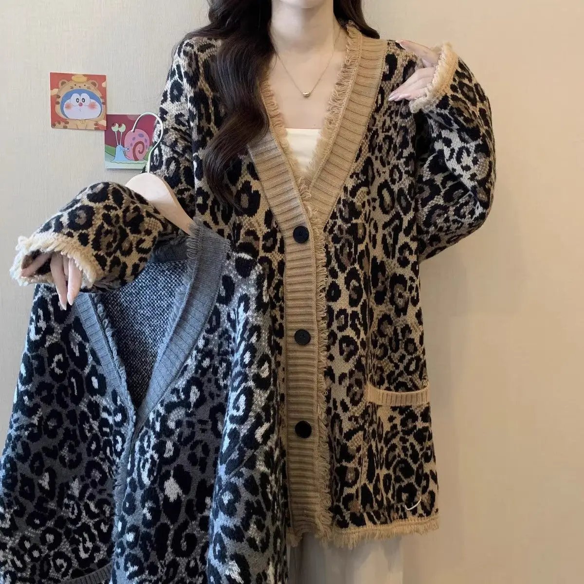 Leopard Grandma Cardigan