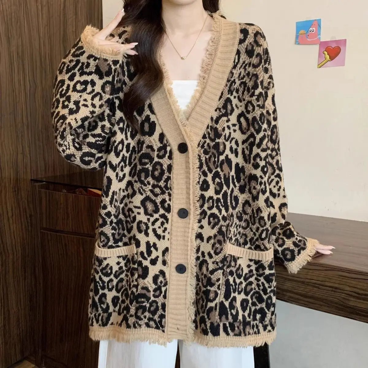 Leopard Grandma Cardigan