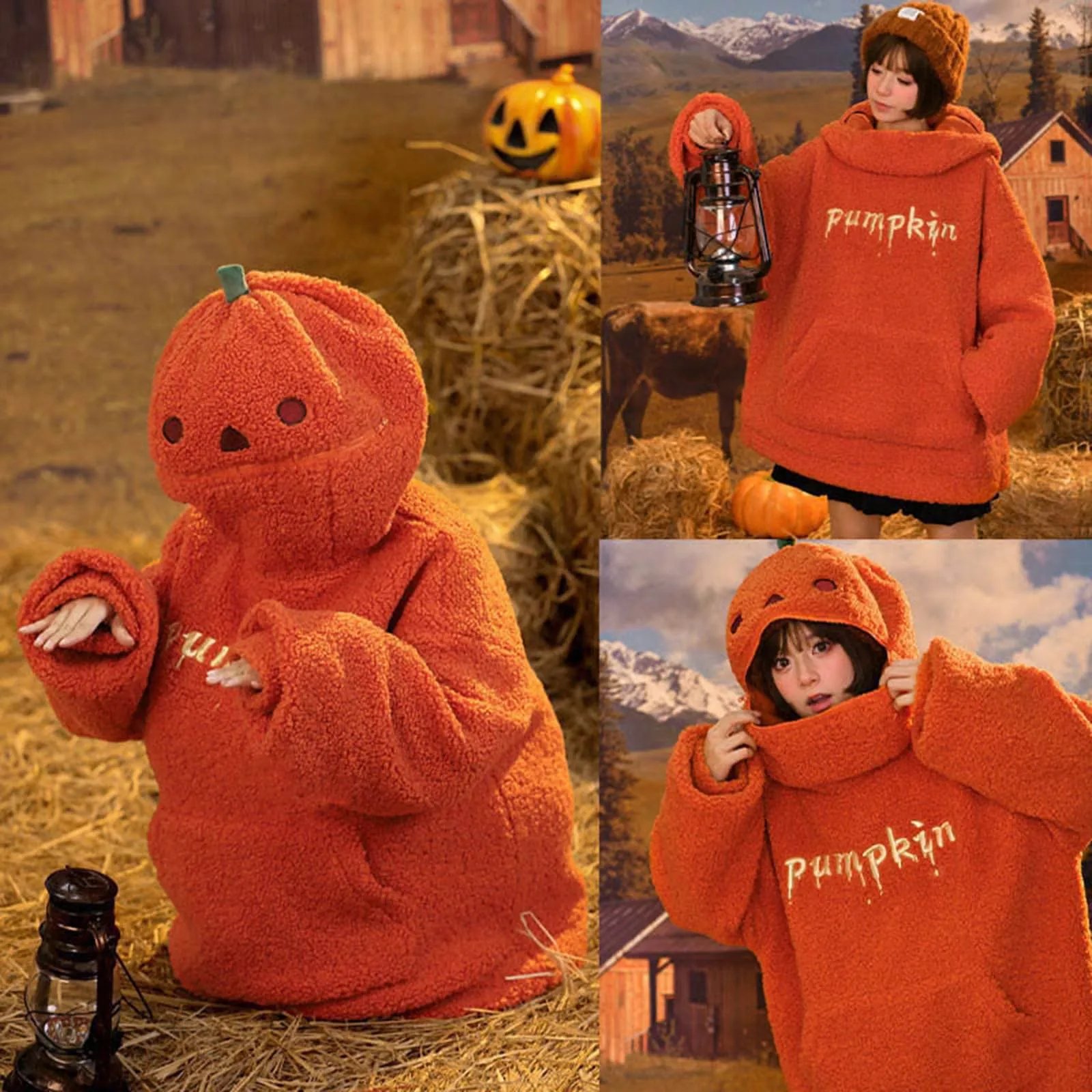 Halloween Pumpkin Shaped Hoodie