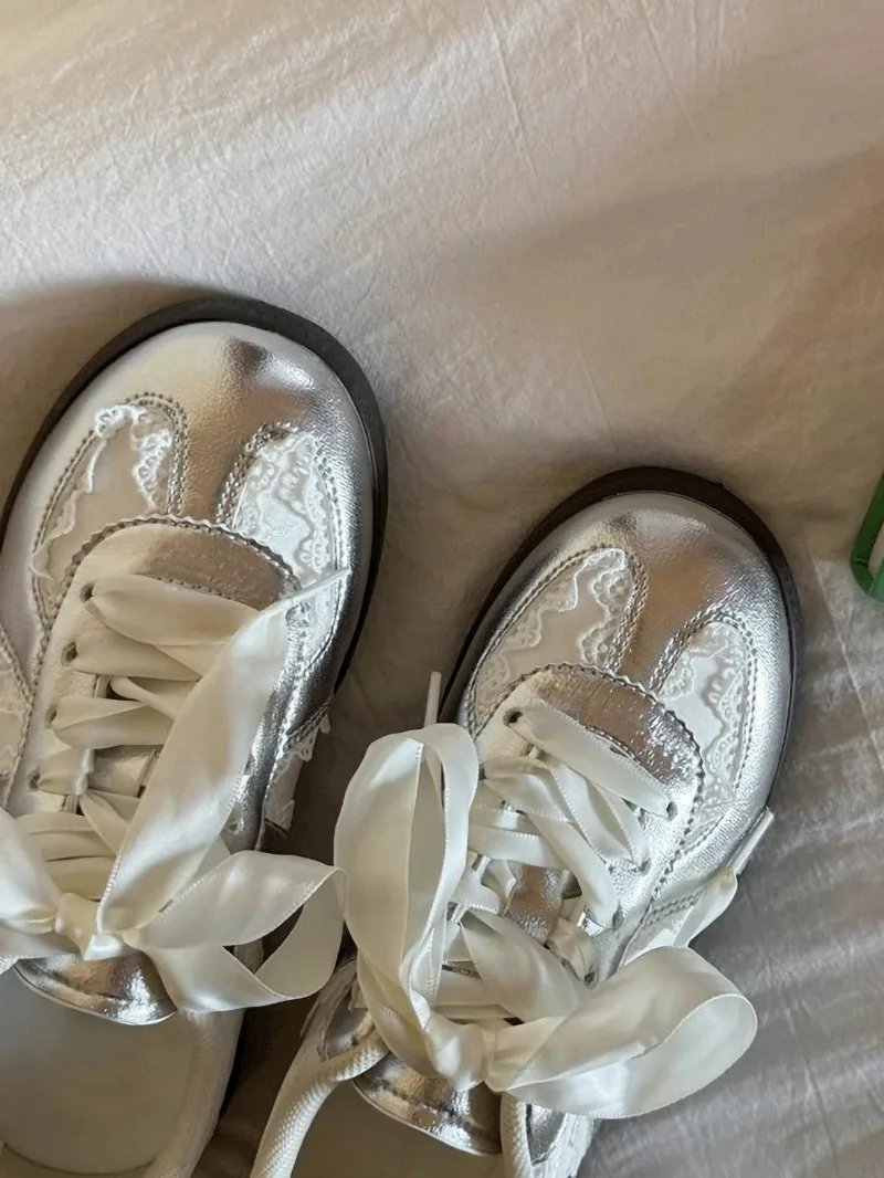 Lace-Up Ballet Flats Athletic Sneakers