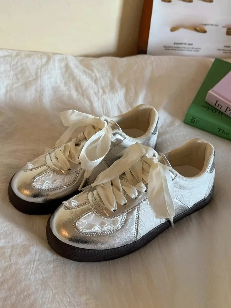 Lace-Up Ballet Flats Athletic Sneakers