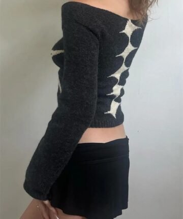 Floral Printed Off Shoulder Knit Crop Tops 5 77437 3gagd8