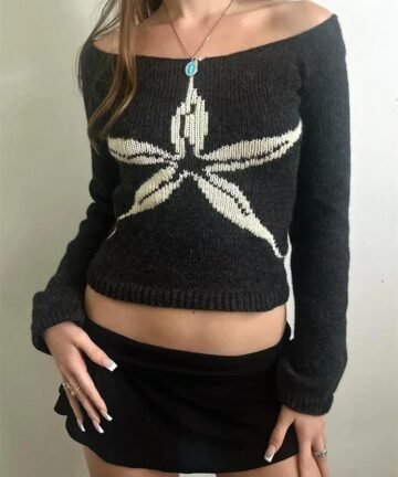 Floral Printed Off Shoulder Knit Crop Tops 4 77437 dsiooy