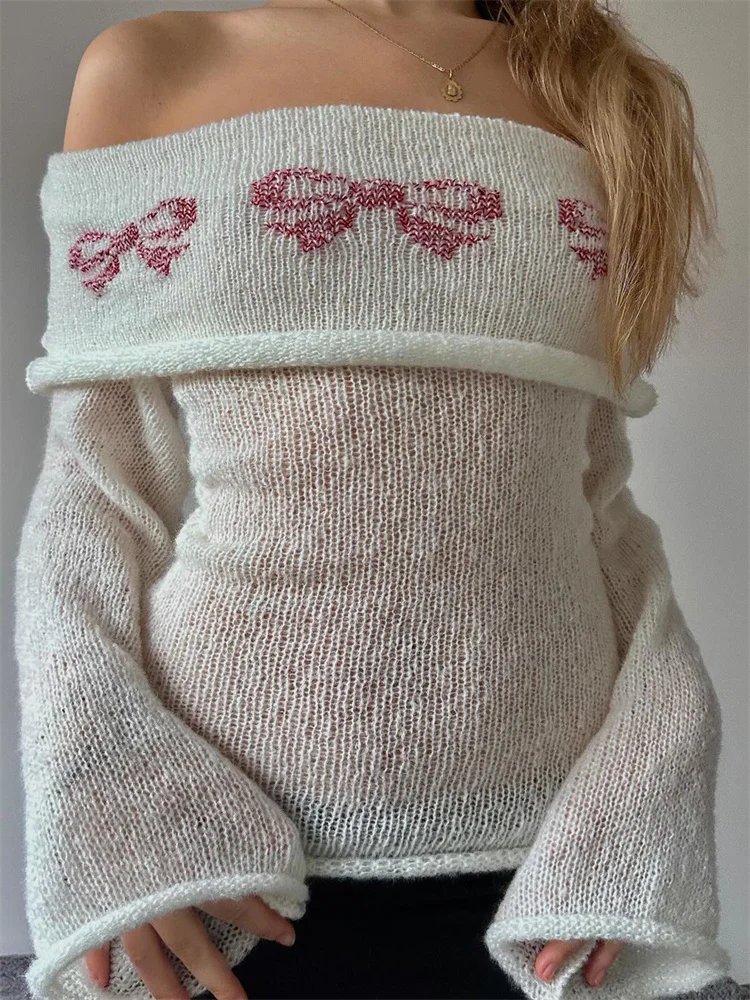 Kawaii bow off shoulder knit top Kawaii bow off shoulder knit top